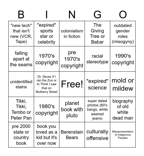 FDR Weeds: P.E.R.U. Bingo Card