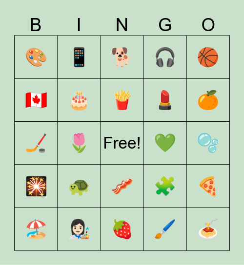 Olivia's 9th Birthday Bingo Card