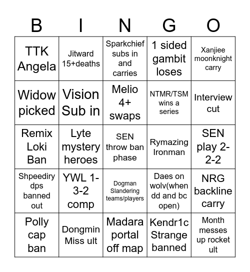 AMER Bingo Card