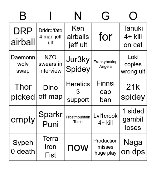 EMEA Bingo Card