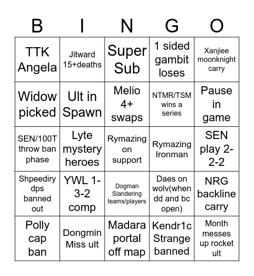 AMER Bingo Card