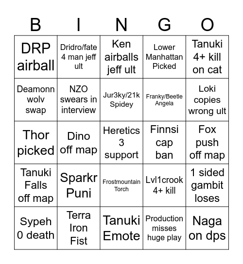 EMEA Bingo Card