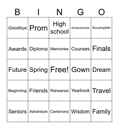 Graduation! Bingo Card