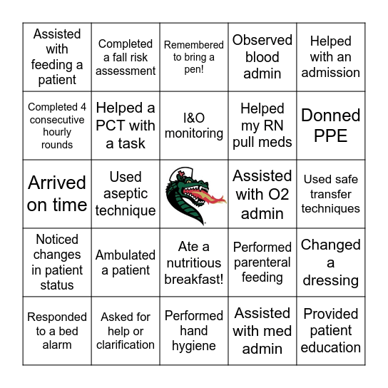 NEMU Clinical BINGO Card