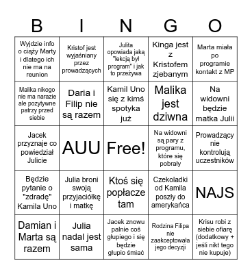 LOVE IS BLIND REUNION Bingo Card