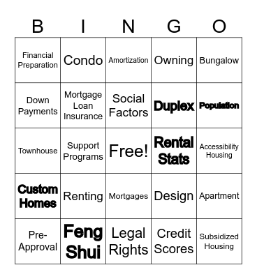 How to Buy a House Bingo Card