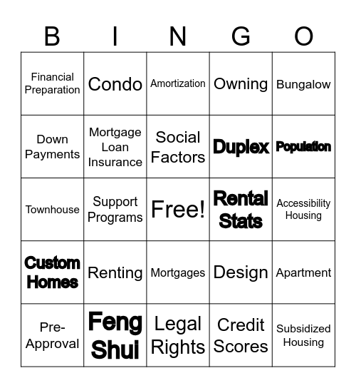 How to Buy a House Bingo Card