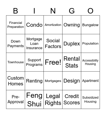 How to Buy a House Bingo Card