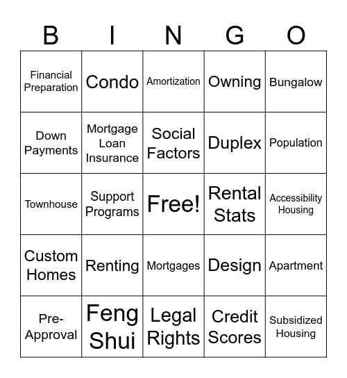 How to Buy a House Bingo Card