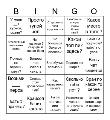 Чат крайсола Bingo Card