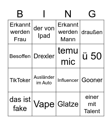 ome stream Bingo Card