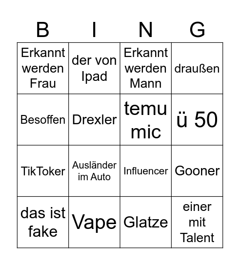 ome stream Bingo Card
