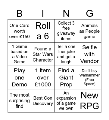 UK Games Expo - Photo/Video Proof Needed for Each Bingo Card