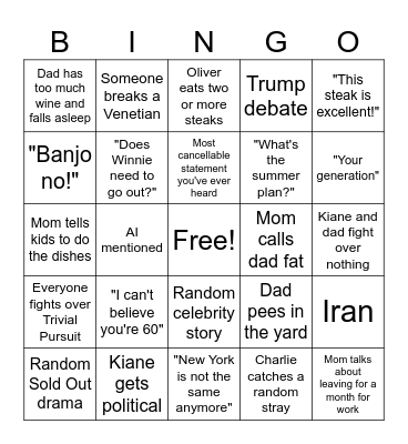 Dad's 60th Bingo Card
