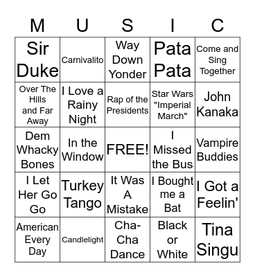 4th Grade Music Review BINGO 2013 Bingo Card