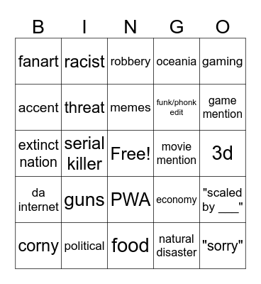 Countryball Bingo Card