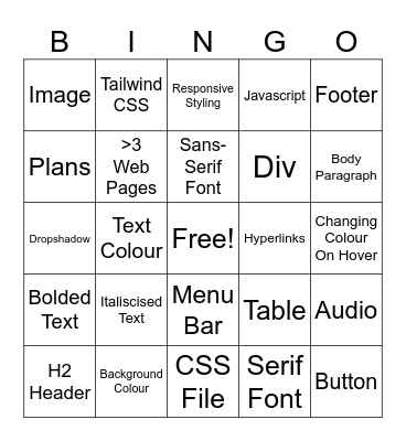 Coding Bingo Card