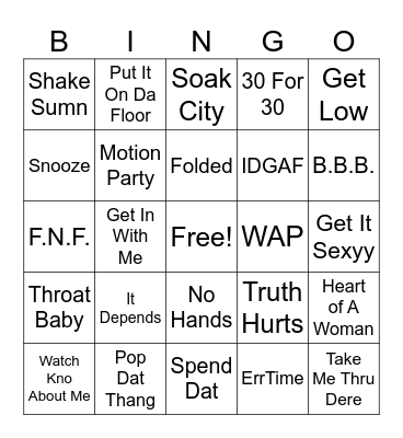 Outside Behavior Bingo Card