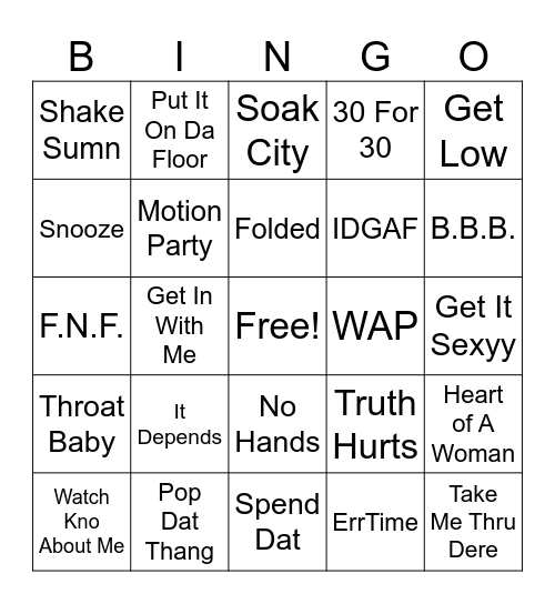 Outside Behavior Bingo Card