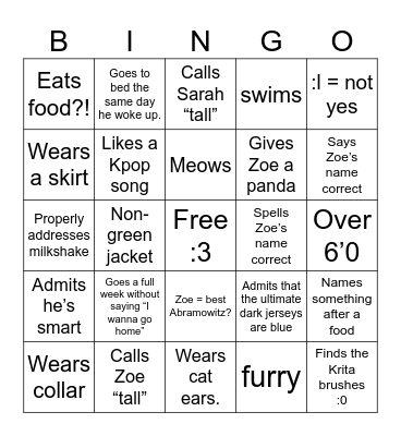 :3 Ashrit Bingo ok!! :3 Bingo Card