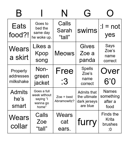 :3 Ashrit Bingo ok!! :3 Bingo Card