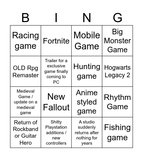 Untitled Bingo Card