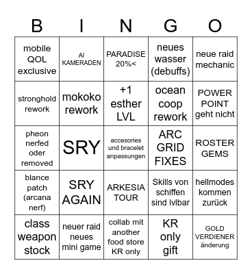 LOA ON  Bingo Card