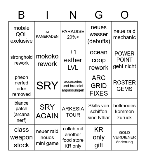 LOA ON  Bingo Card