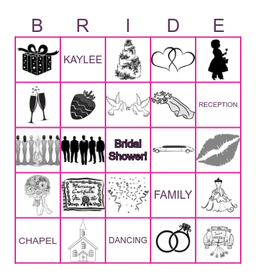 Kaylee's Getting Hitched Bingo Card