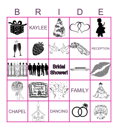 Kaylee's Getting Hitched Bingo Card