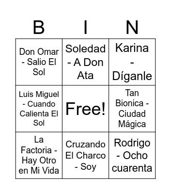 BINGO- MIS 33 Bingo Card