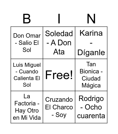 BINGO- MIS 33 Bingo Card