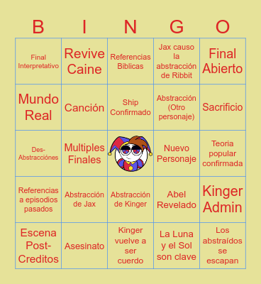 El Asombroso Circo Digital Final Bingo Card