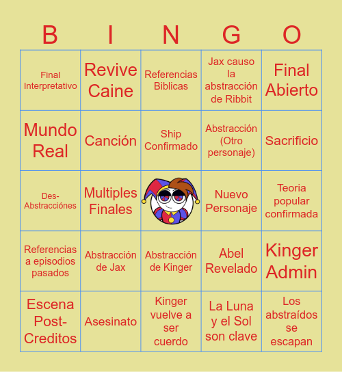 El Asombroso Circo Digital Final Bingo Card