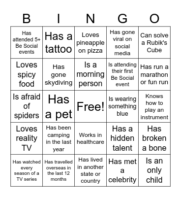 GET-TO-KNOW YOU BINGO Card