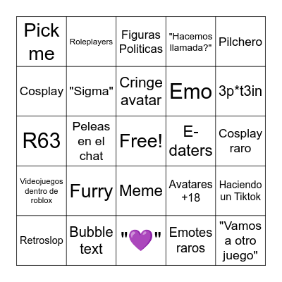 Bingo Catalog Avatar Creator Bingo Card