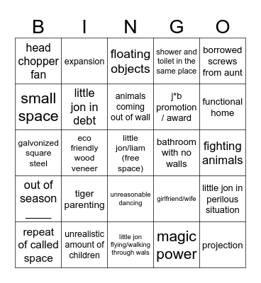 home design bingo Card