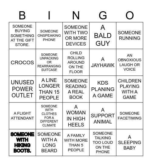 IN THE AIRPORT Bingo Card