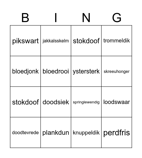 INTENSIEWEVORM Bingo Card