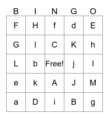 ABC Bingo Card