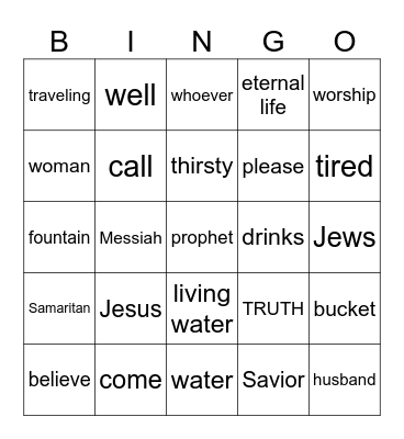 JESUS AND THE SAMARITAN WOMAN Bingo Card