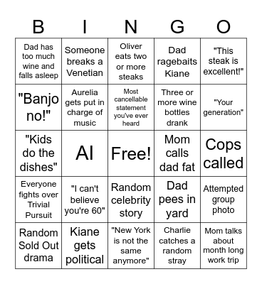 Dad's 60th Bingo Card
