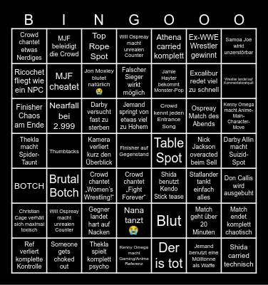 Double Or Nothing 2026 Bingo Card