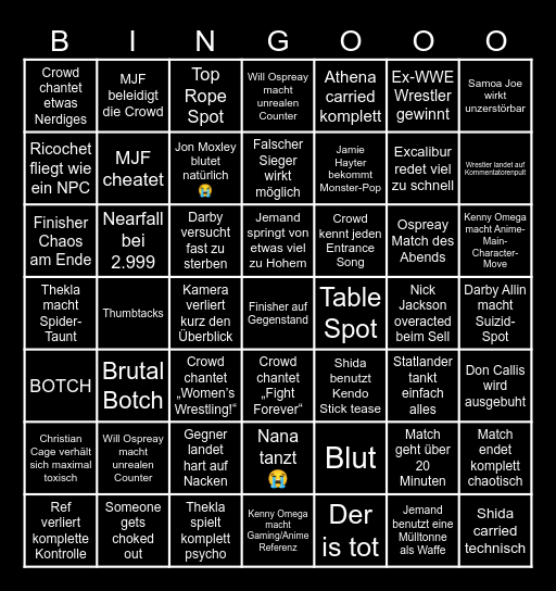 Double Or Nothing 2026 Bingo Card