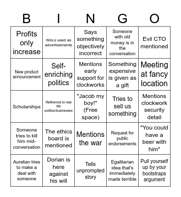 Aurelian Bingo Card