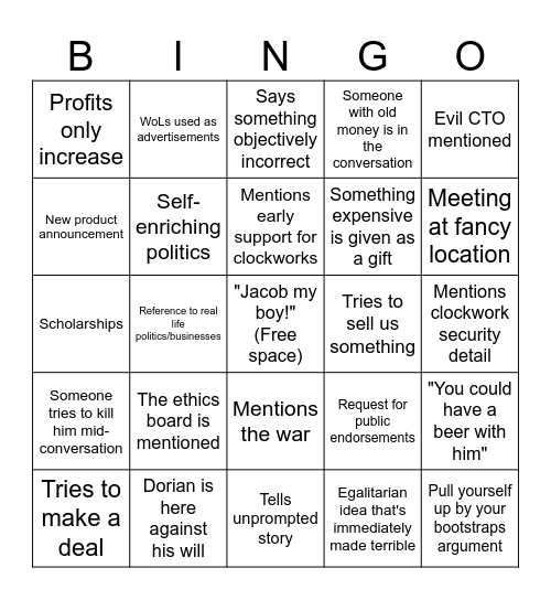 Aurelian Bingo Card