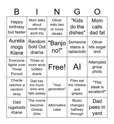Dad's 60th Bingo Card