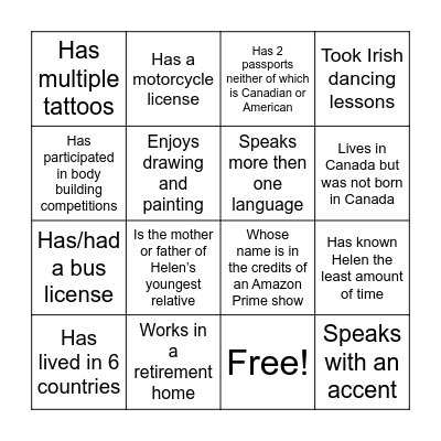 Find Someone Who.... Bingo Card