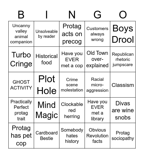Dark and Stormy Bingo Card