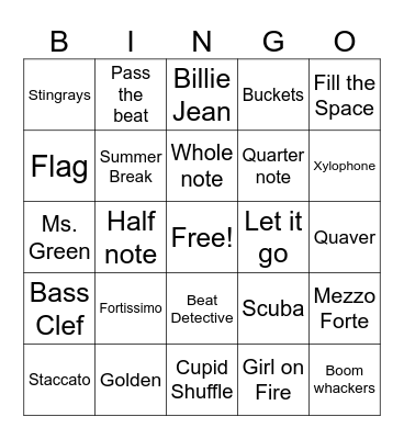 Music Bingo Card